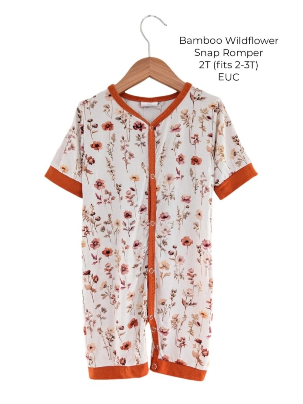 Bamboo Wildflower Snap Romper 2T (fits 2-3T) Baby Clothes